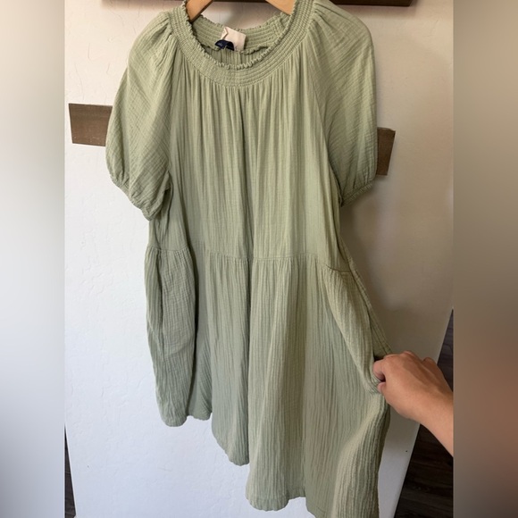 Universal Thread|Sage Green Baby doll Smocked Dress in gauze cotton•Beachy boho - Picture 7 of 15